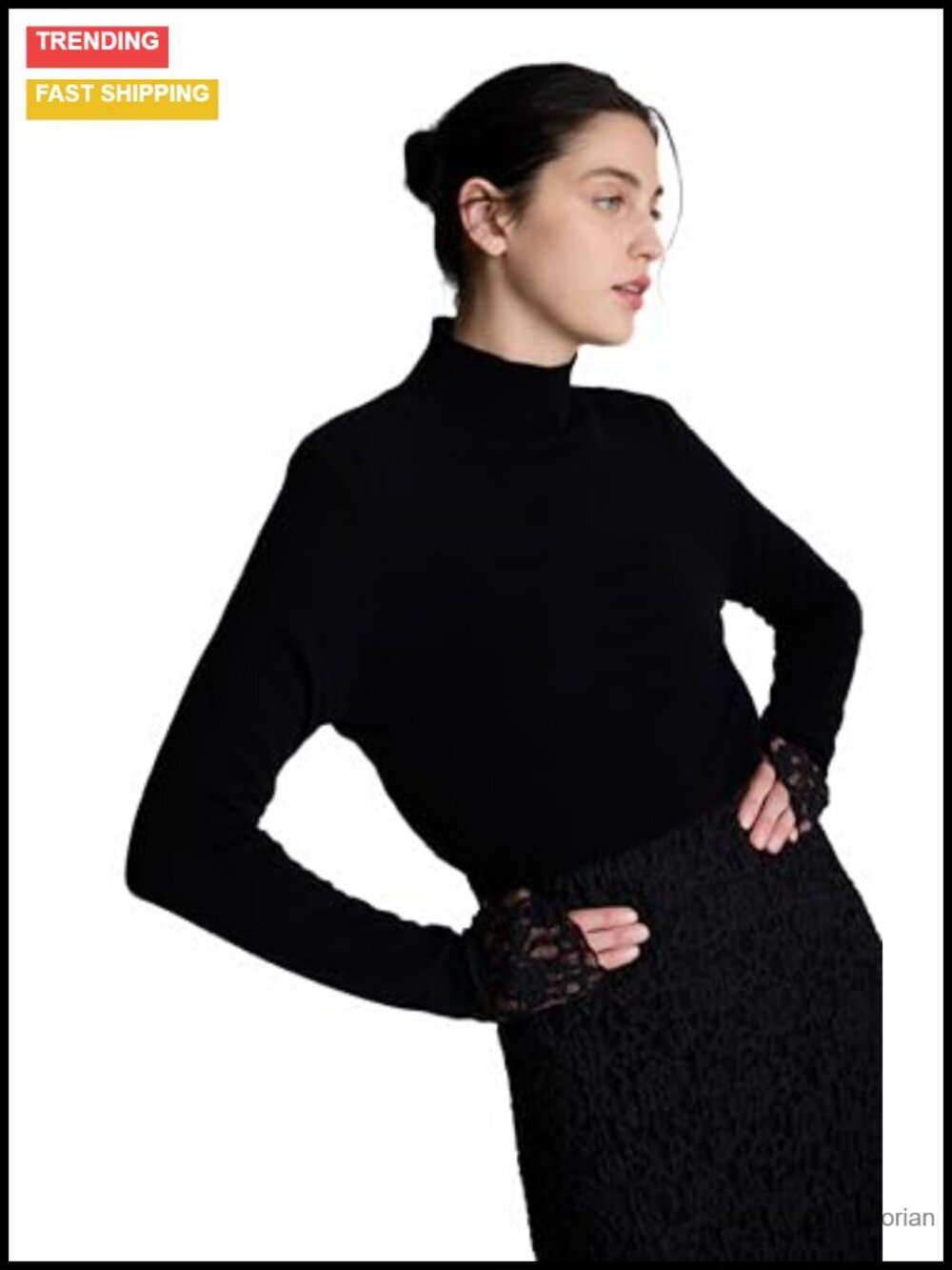 Kenneth Cole Cropped Merino Wool Mockneck Sweater